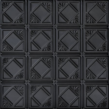 Carnivale 2 Ft. X 2 Ft. Tin Style Nail Up Ceiling Tile In Satin Black (48 Sq. Ft./case), 12PK